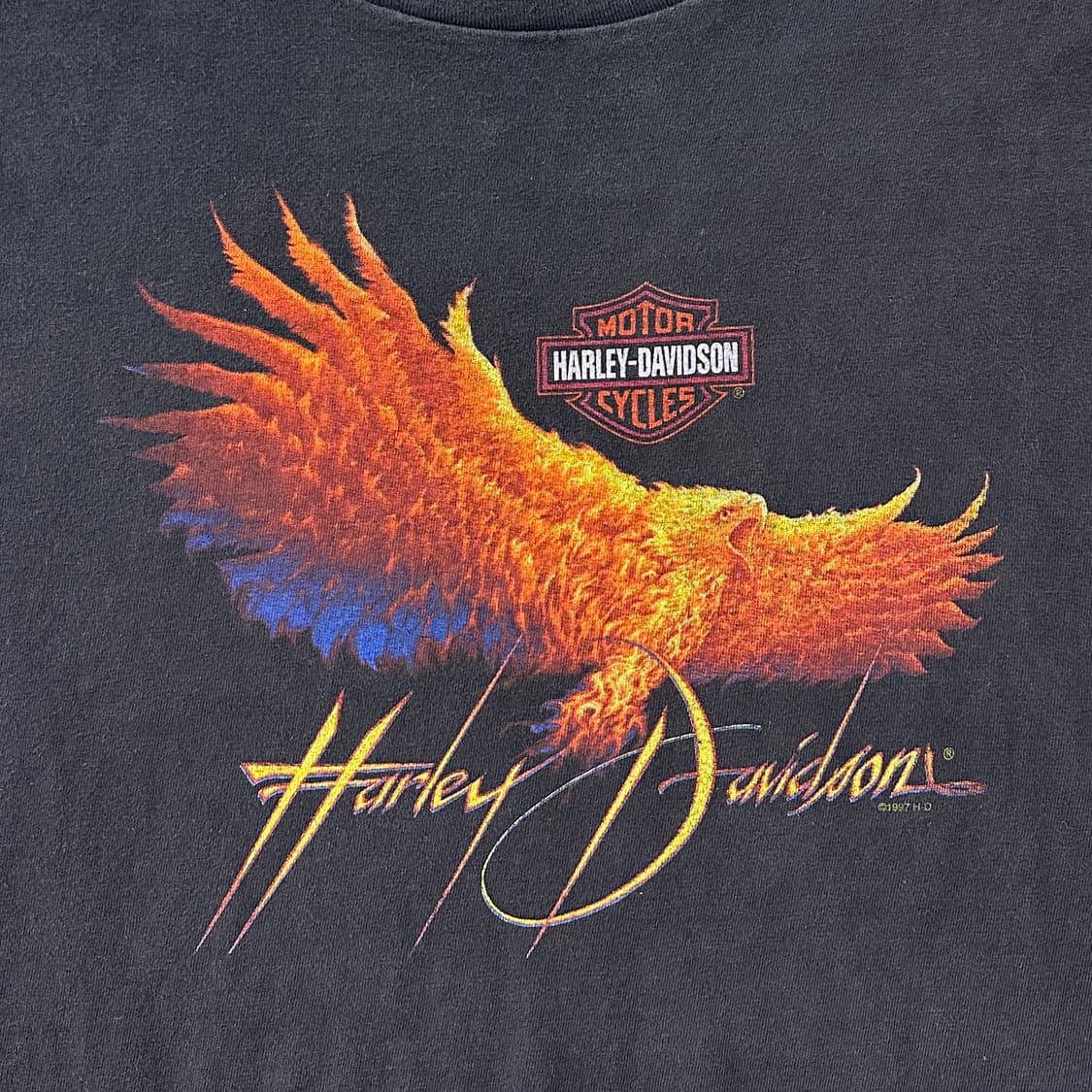 90s USA 할리데이비슨 이글 플레임 티셔츠 XL 상품이미지4