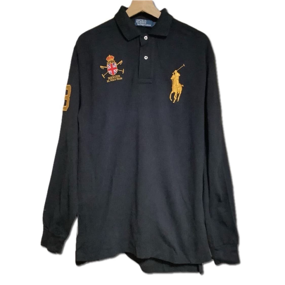 [한정 매물]폴로 랄프로렌 머서 빅포니 성조기 긴팔 폴로 셔츠 블랙  상품이미지1