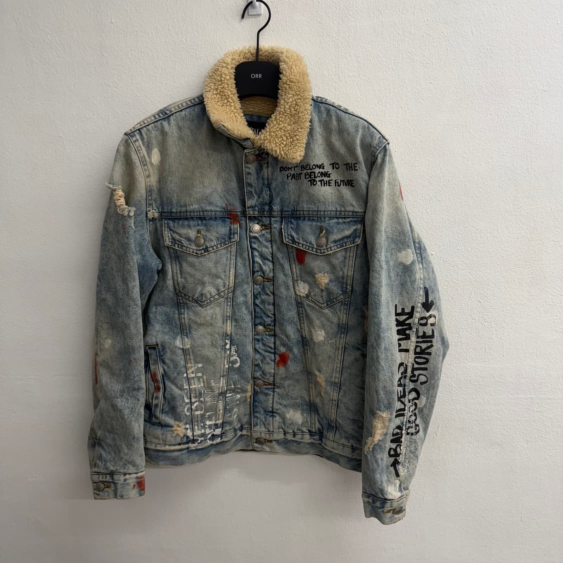 자라 데님 데미지 워싱 쉐르파 자켓 (M) 상품이미지1