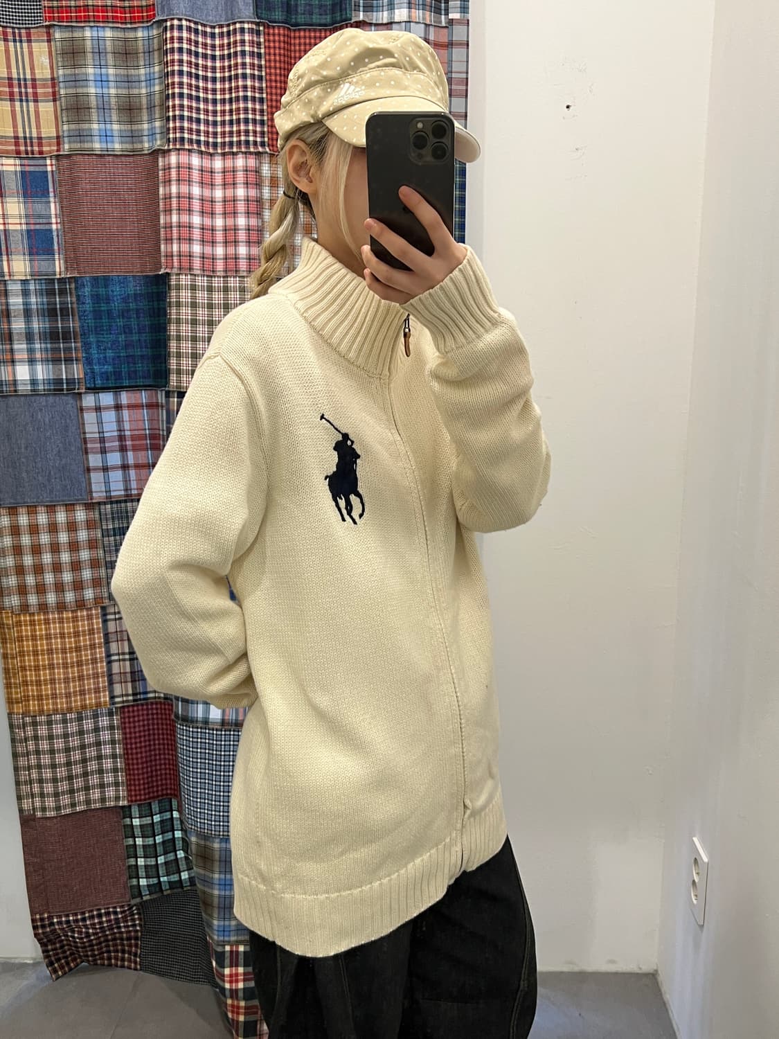 폴로 빅포니 크림 니트 집업 상품이미지4