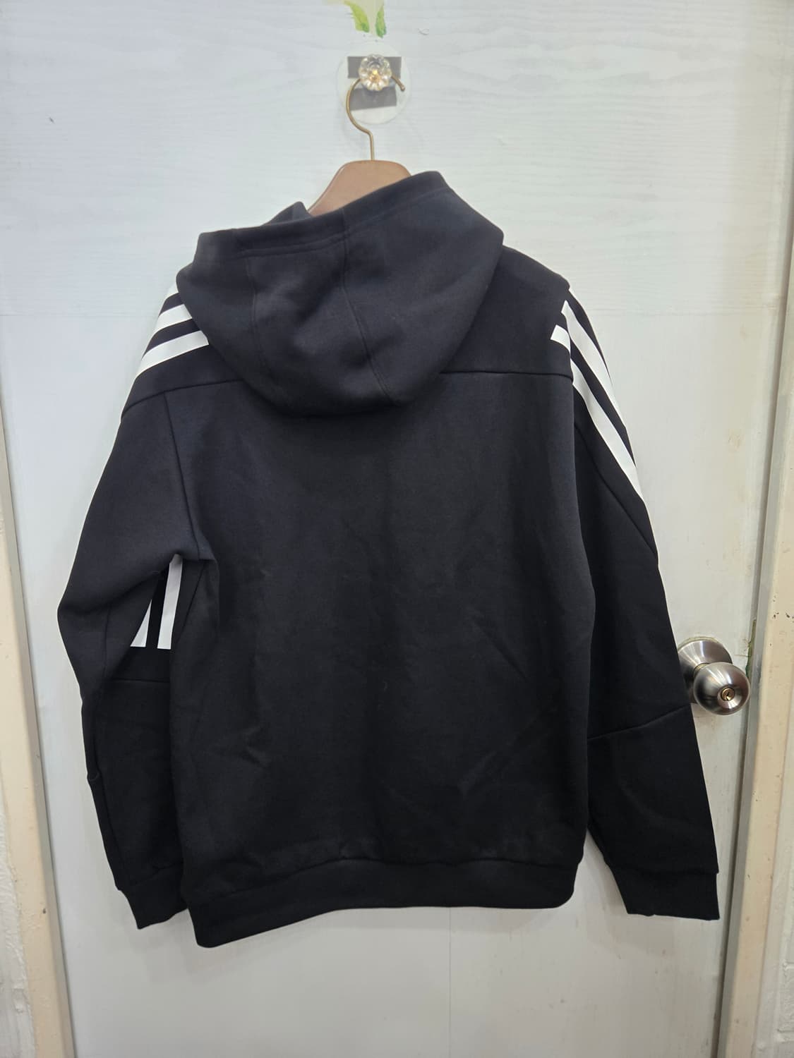 100,L)) adidas 아디다스 후드티셔츠! 블랙&화이트! 상태굿~ 상품이미지6