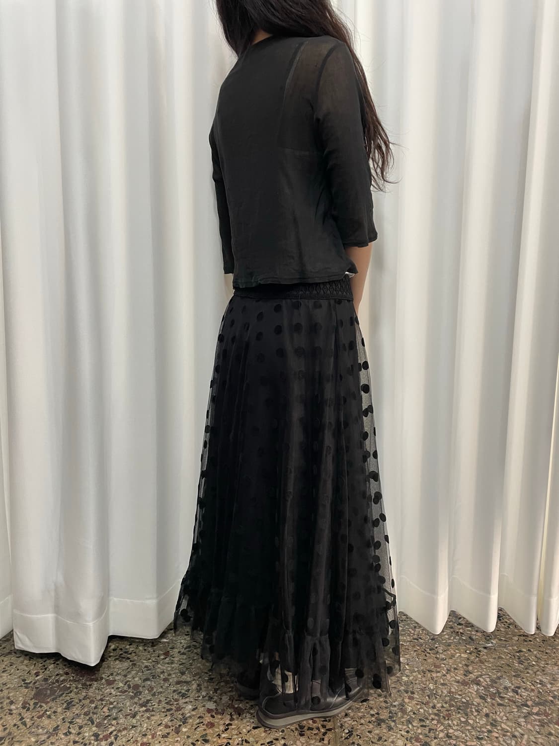 dot mesh long skirt 상품이미지4