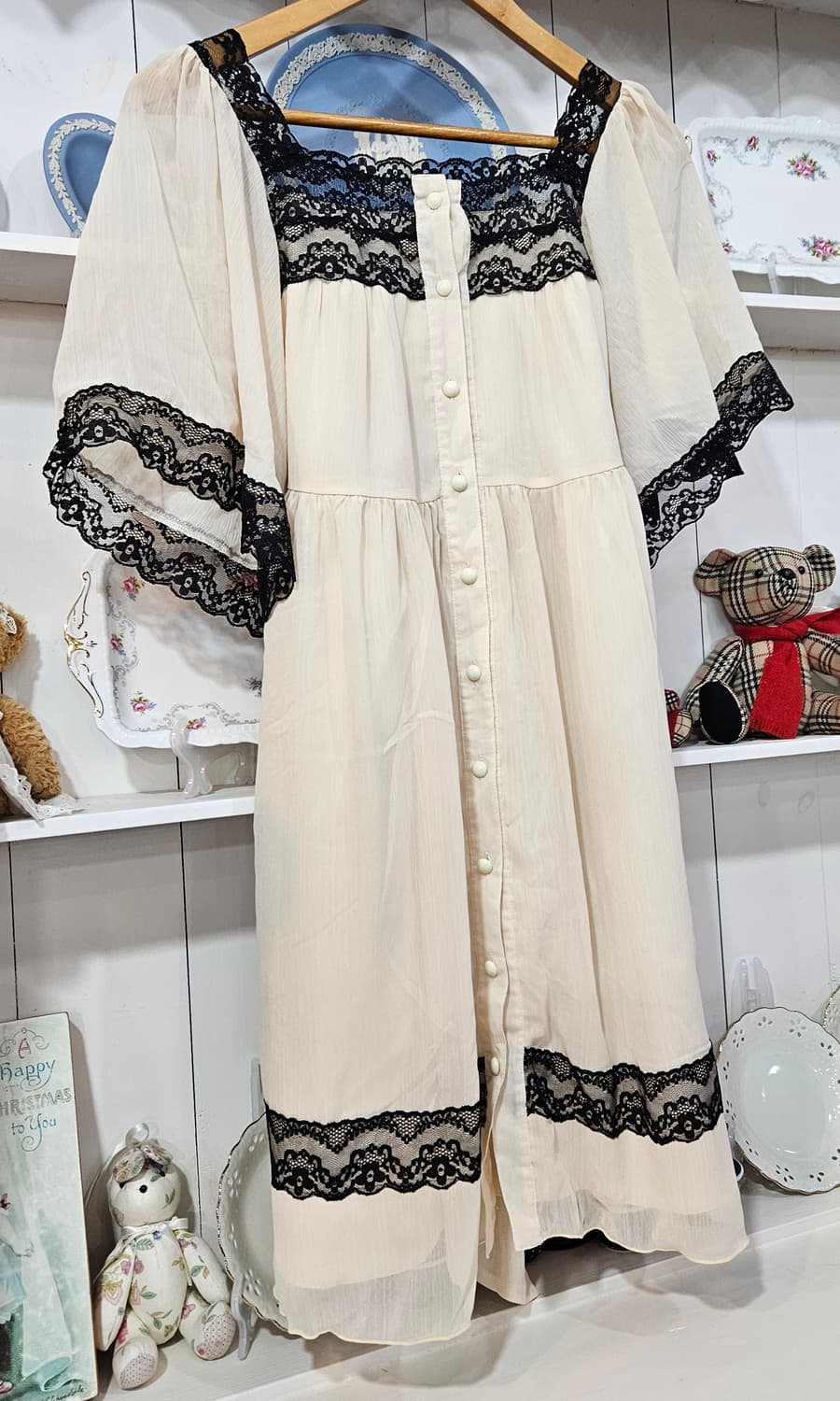 아이보리 블랙 레이스 로맨틱 원피스 상품이미지3