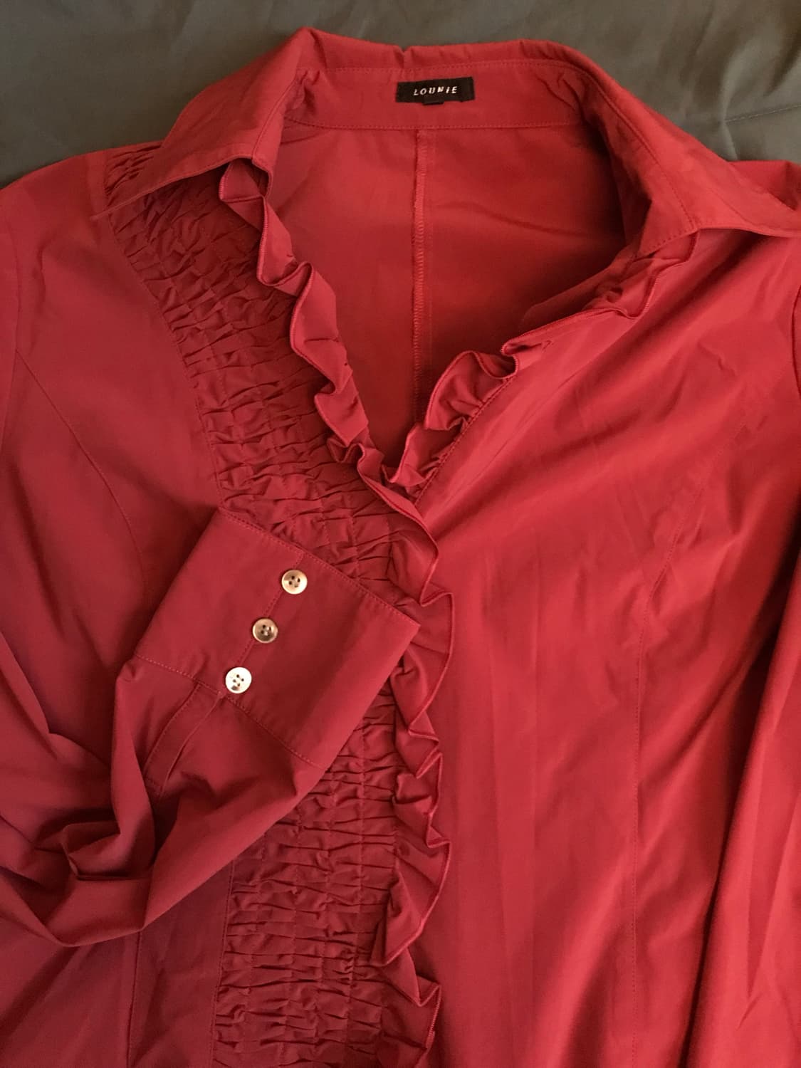 프릴 셔링 디테일 나일론 셔츠  상품이미지2