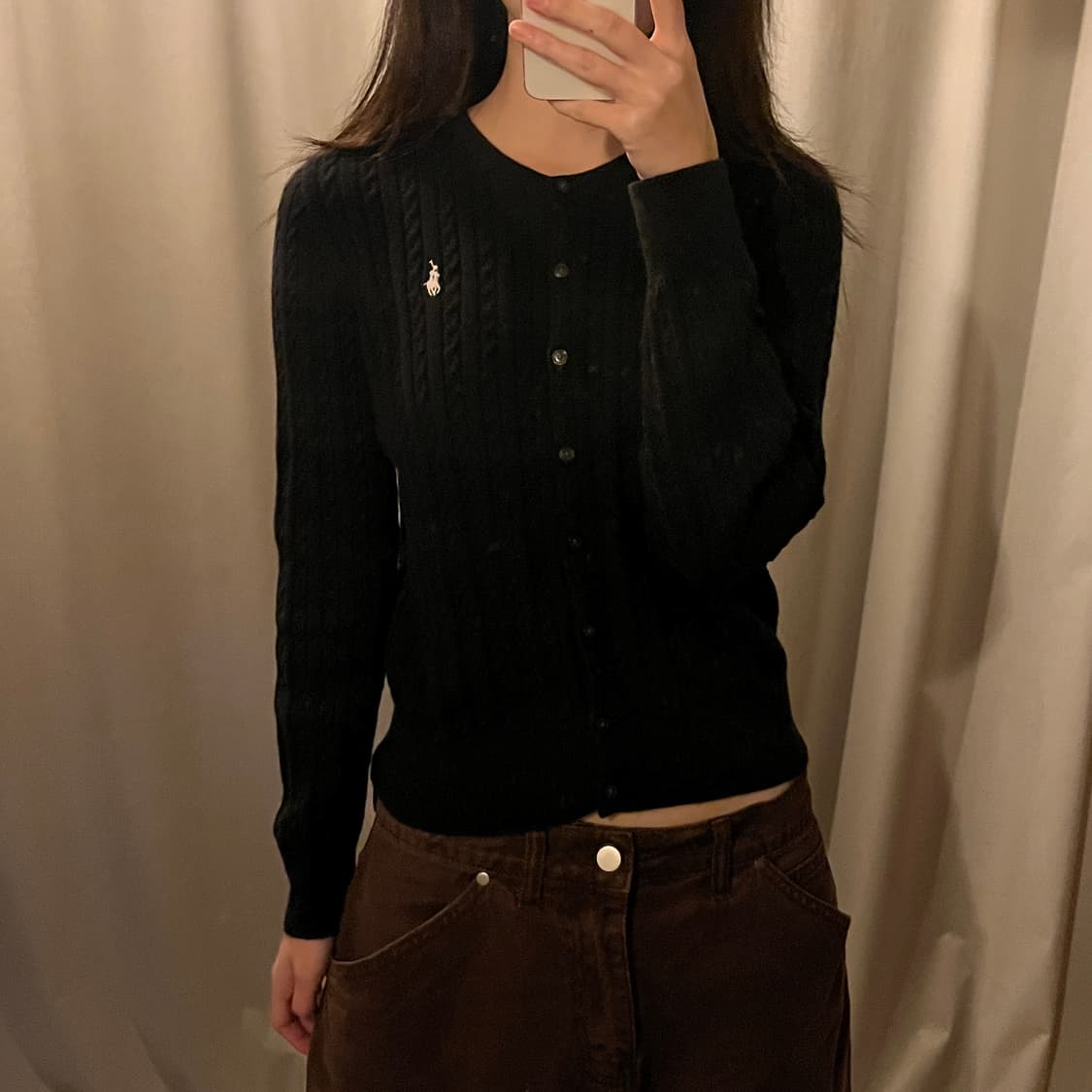 폴로랄프로렌 케이블 니트 가디건 블랙 상품이미지2