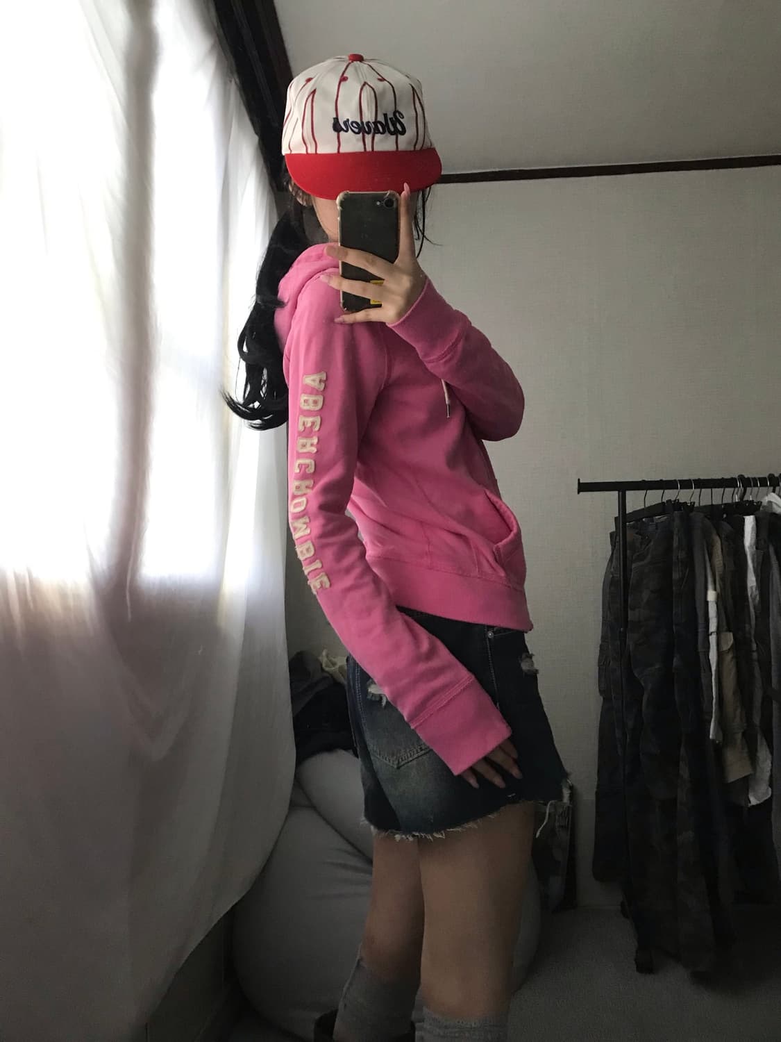 아베크롬비 핑크 사이드로고 후드집업 상품이미지2