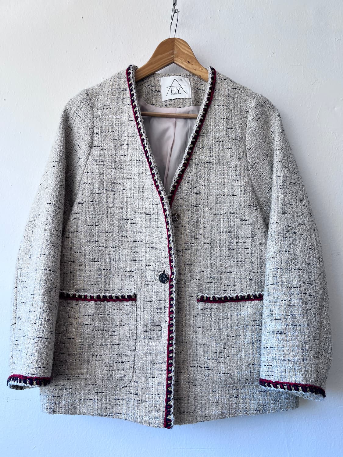 HY스튜디오 여성 노카라트위드자켓 S사이즈 상품이미지2