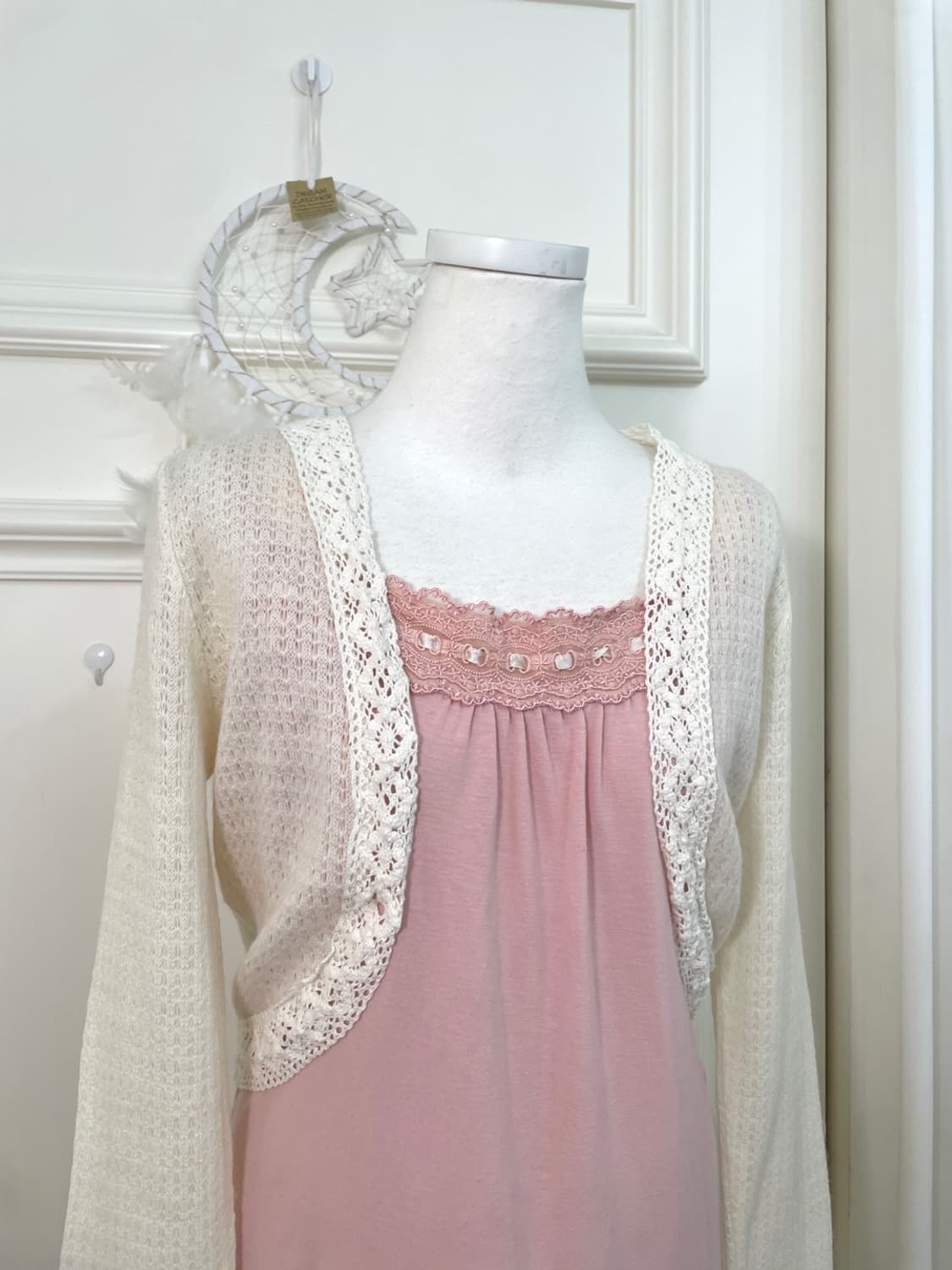 pink lace point shirring sleeveless top 상품이미지8