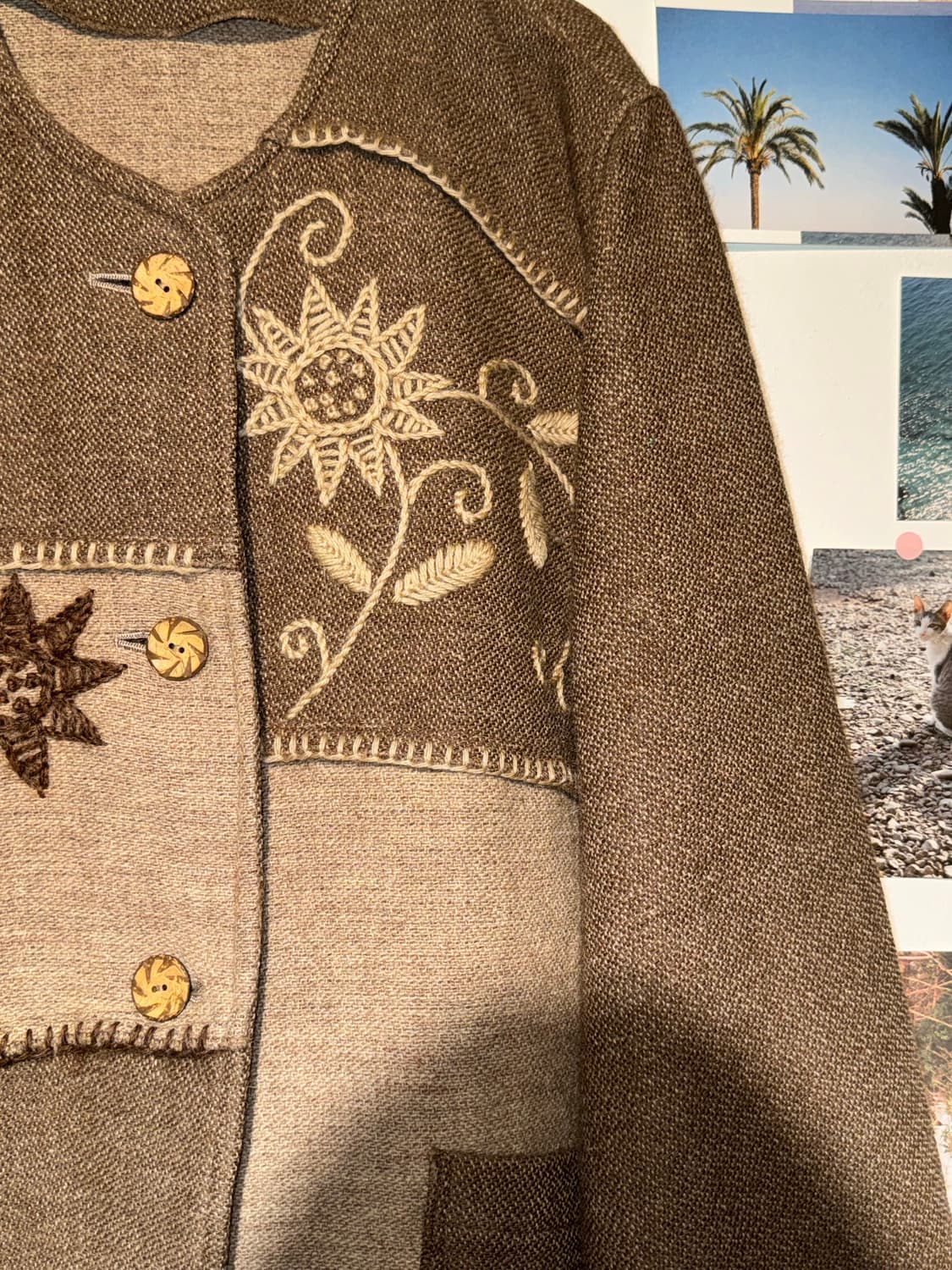 자수 울 패치 자켓 상품이미지4