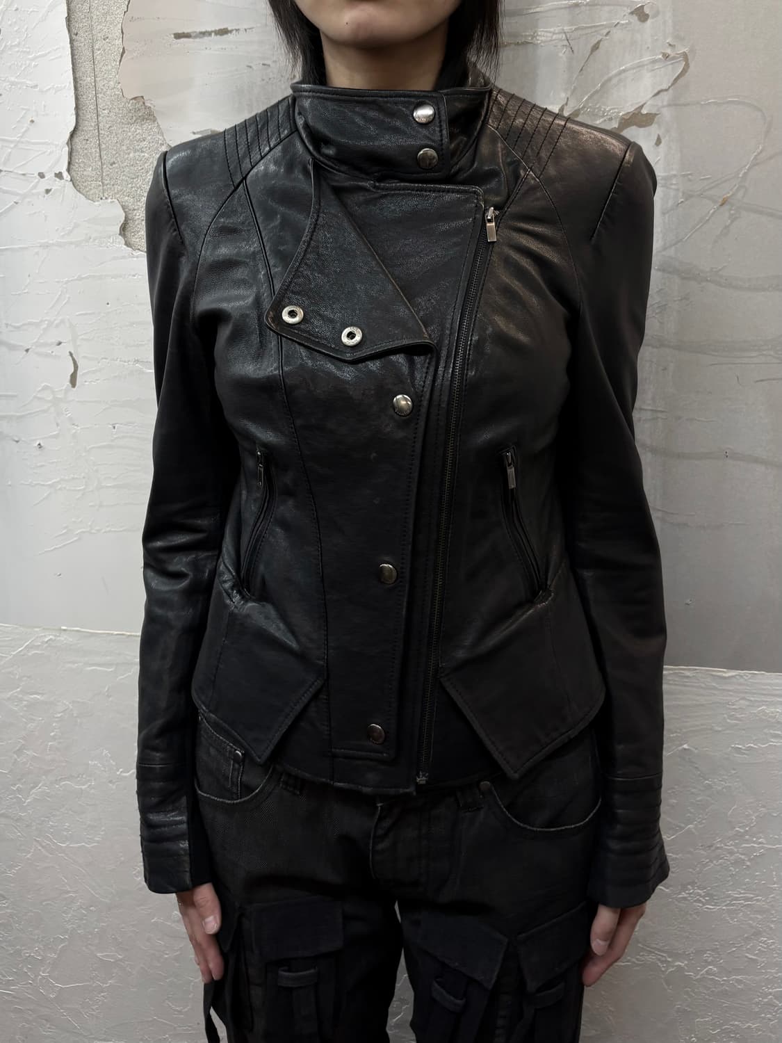 high-neck button sheepskin jacket 상품이미지1