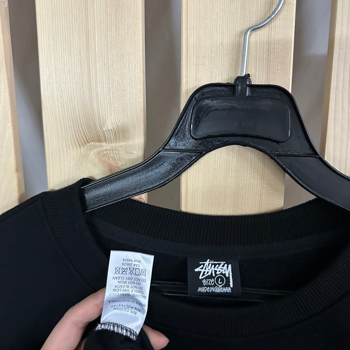 (L) 스투시 블랙 빅로고 맨투맨 상품이미지8