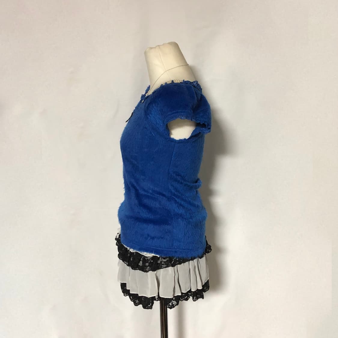 리본 퍼 퍼프 슬리브 탑 블루 상품이미지7