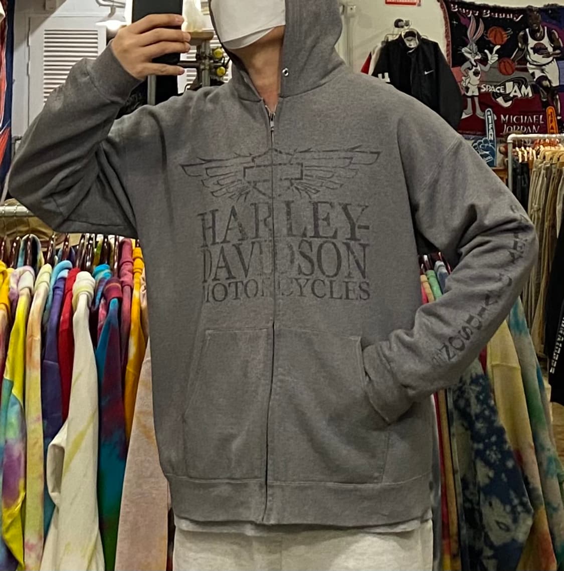 90s USA 할리데이비슨 빅로고 후드집업  상품이미지1