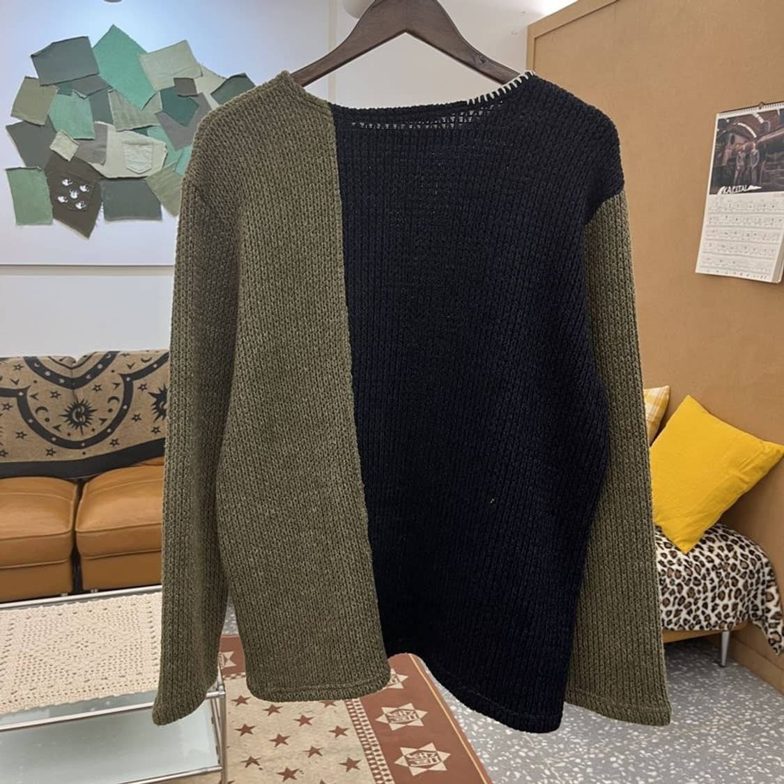 앤더슨벨 캐주얼 스트릿 배색 콘트라스트 보트넥 니트 S C10268 상품이미지4