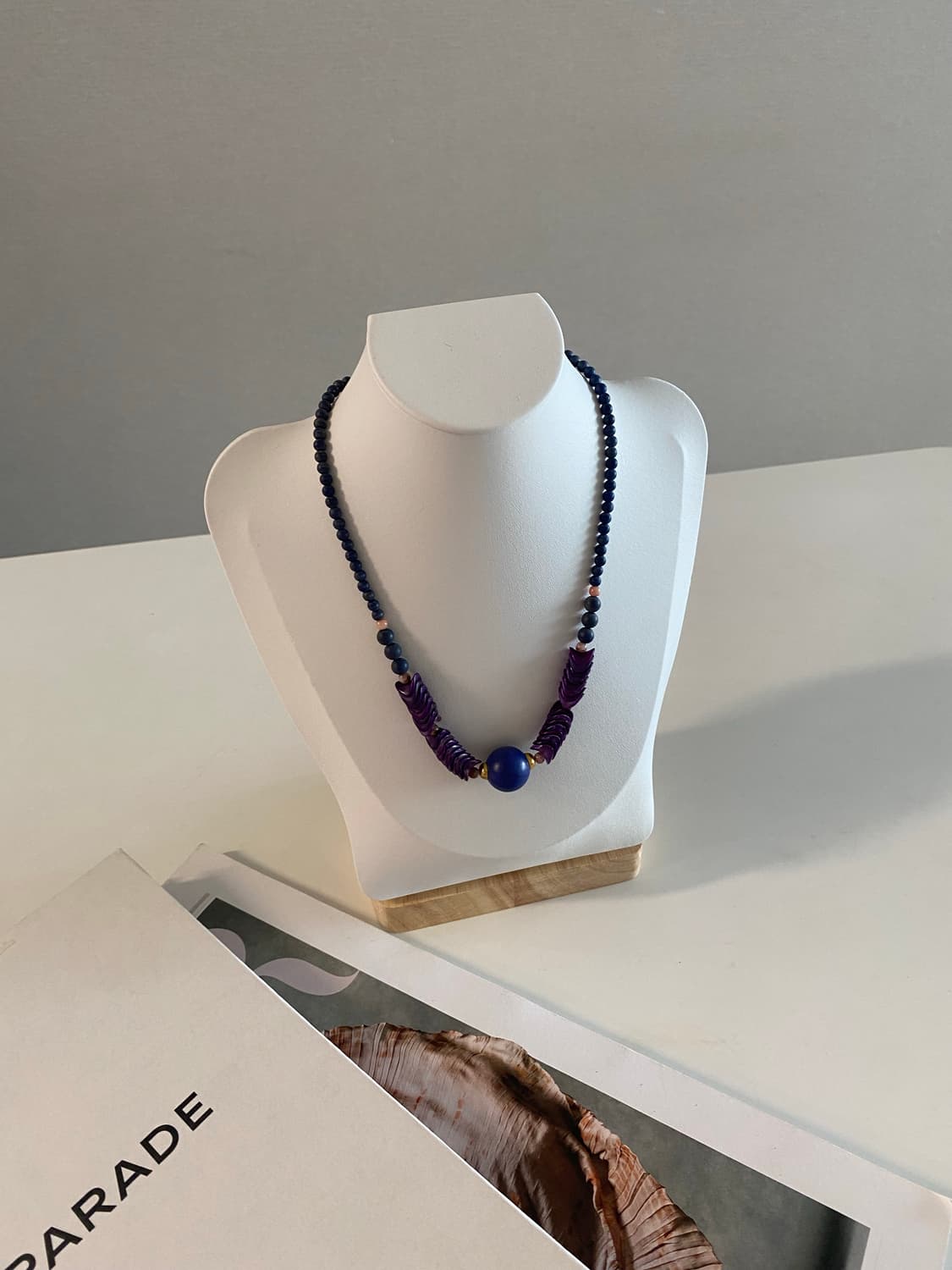 퍼플 청보라 비즈 목걸이 일본 빈티지 네크리스 상품이미지6