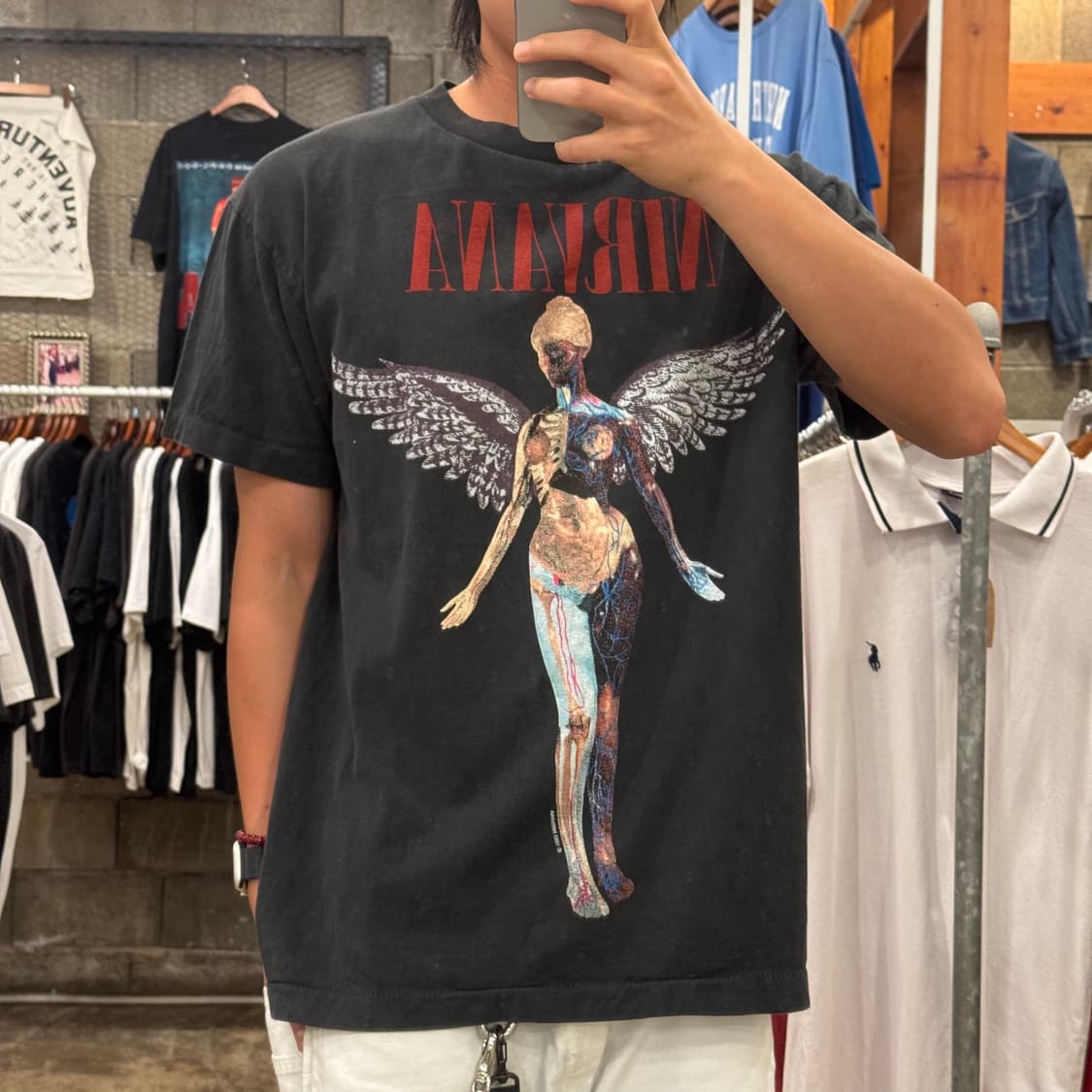 새상품) 너바나 인 유테로 락밴드 프린팅 티셔츠  (L/XL) 상품이미지2