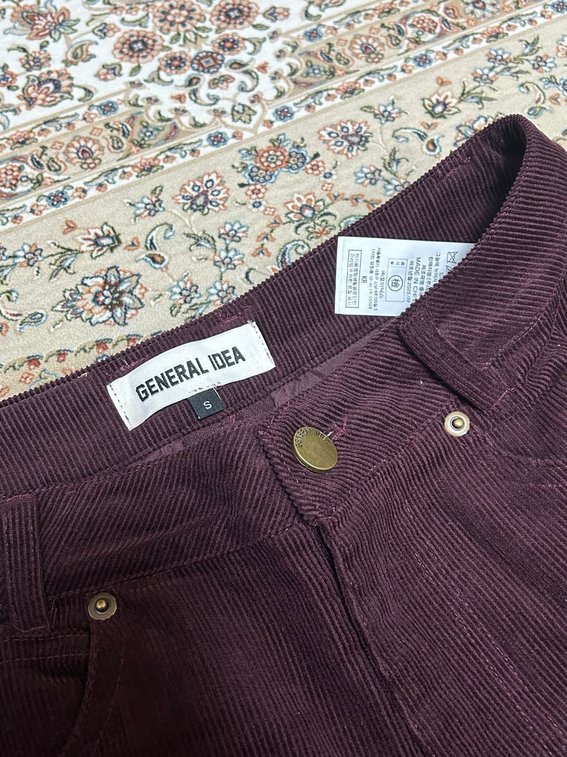 재너럴아이디어 코듀로이 팬츠 와인색 상품이미지3