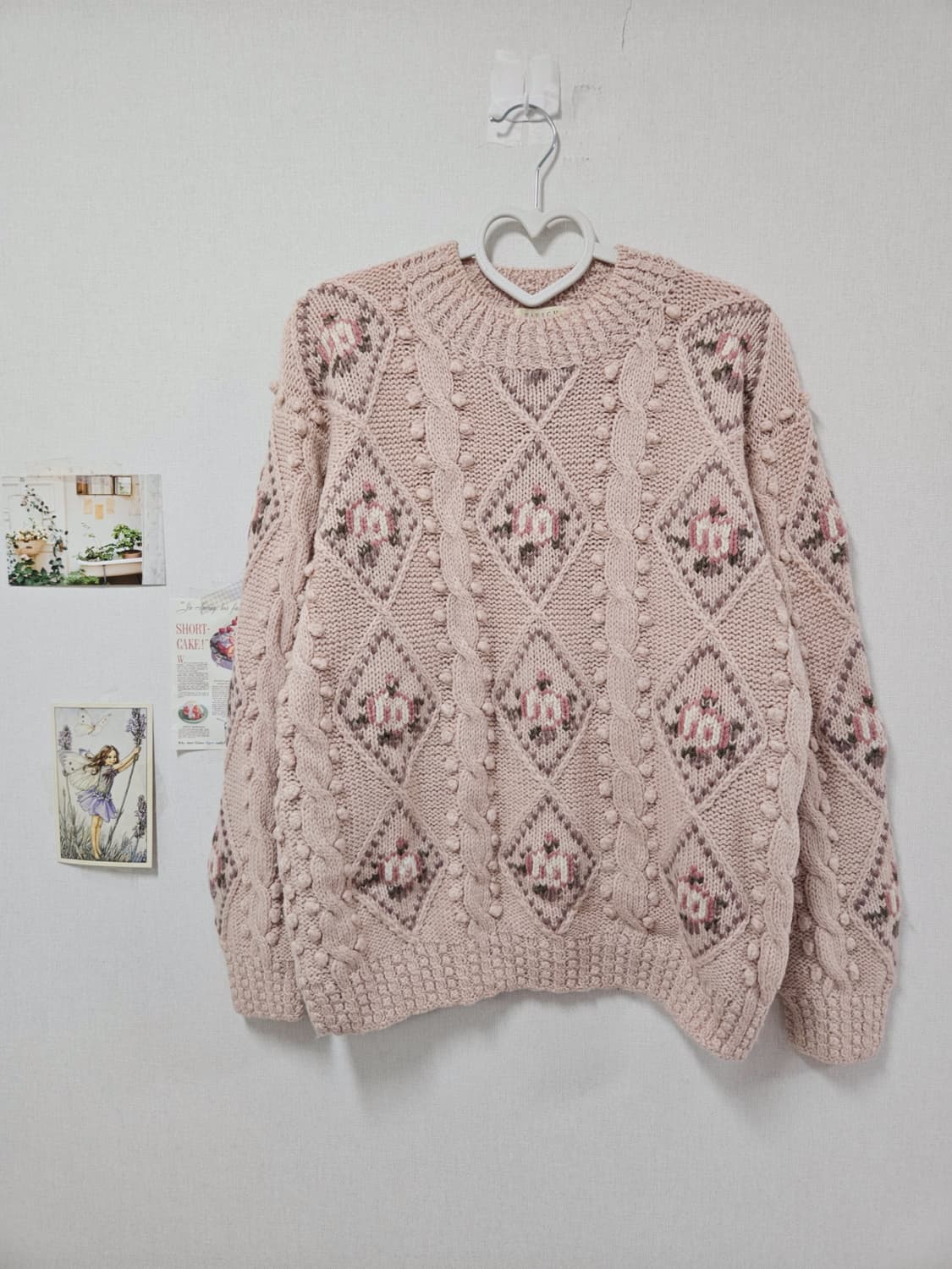 빈티지 프리미엄 딸기우유꽃 니트 코디세트 상품이미지1