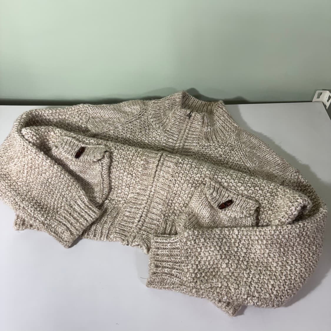 FREE VTG 아이보리 짜임 코위찬 니트집업 상품이미지2