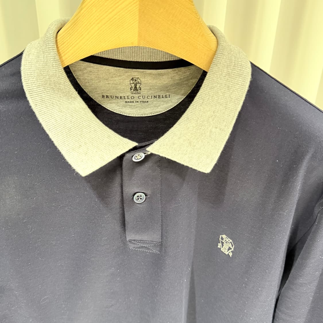 (A+/XL) / 브루넬로 쿠치넬리 로고 폴로 긴팔 셔츠 네이비 상품이미지4