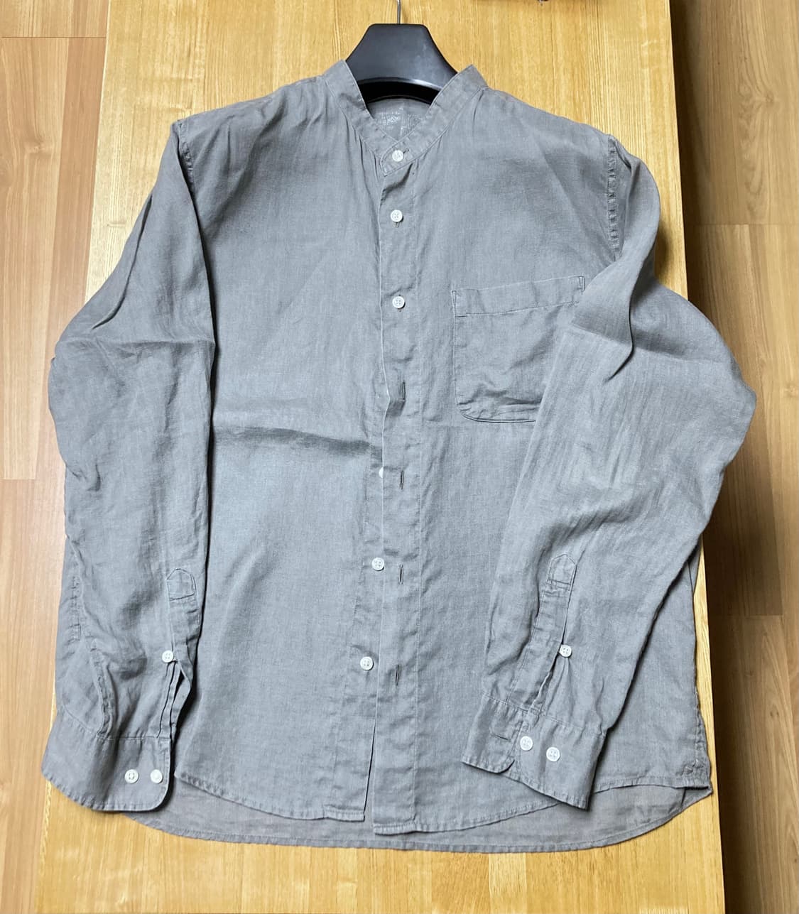 MUJI 무인양품 무지 린넨 셔츠 스탠드 밴드 차이나 칼라 상품이미지1