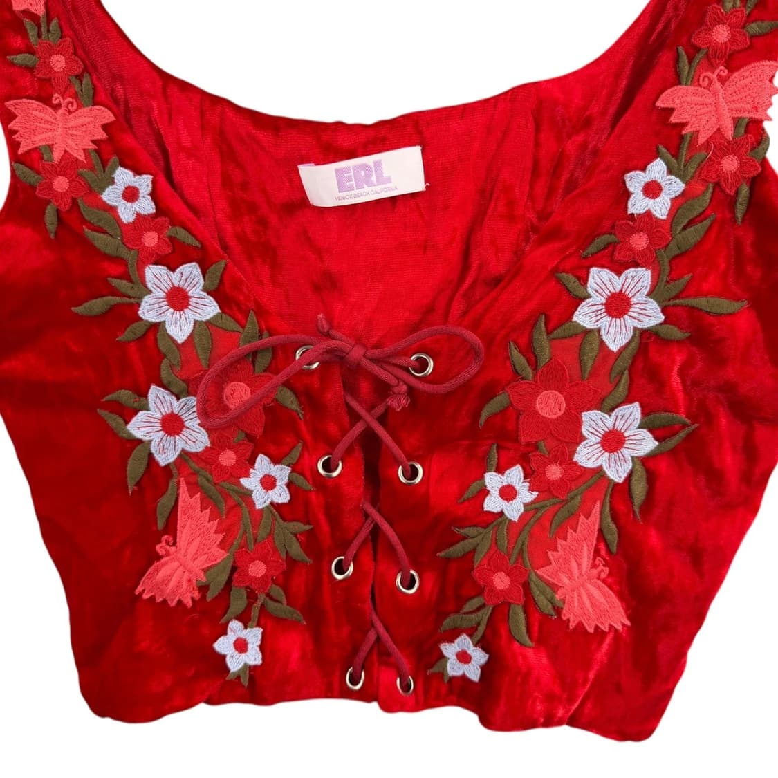 ERL 이알엘 벨벳 꽃자수 뷔스티에 레드  상품이미지2