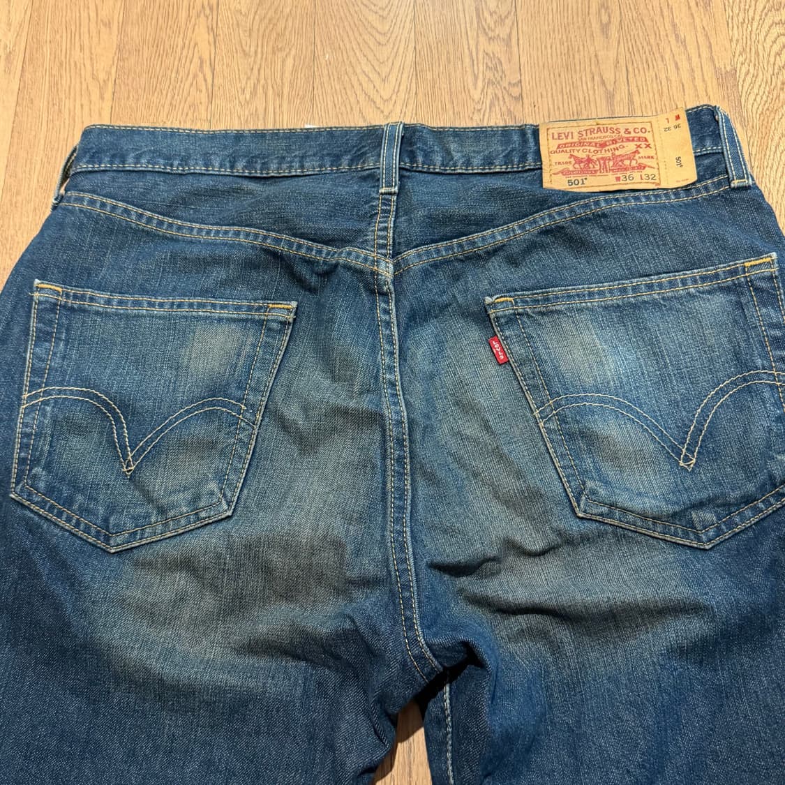levi's 00's 콜롬비아 생산 워시드 데님팬츠 상품이미지5