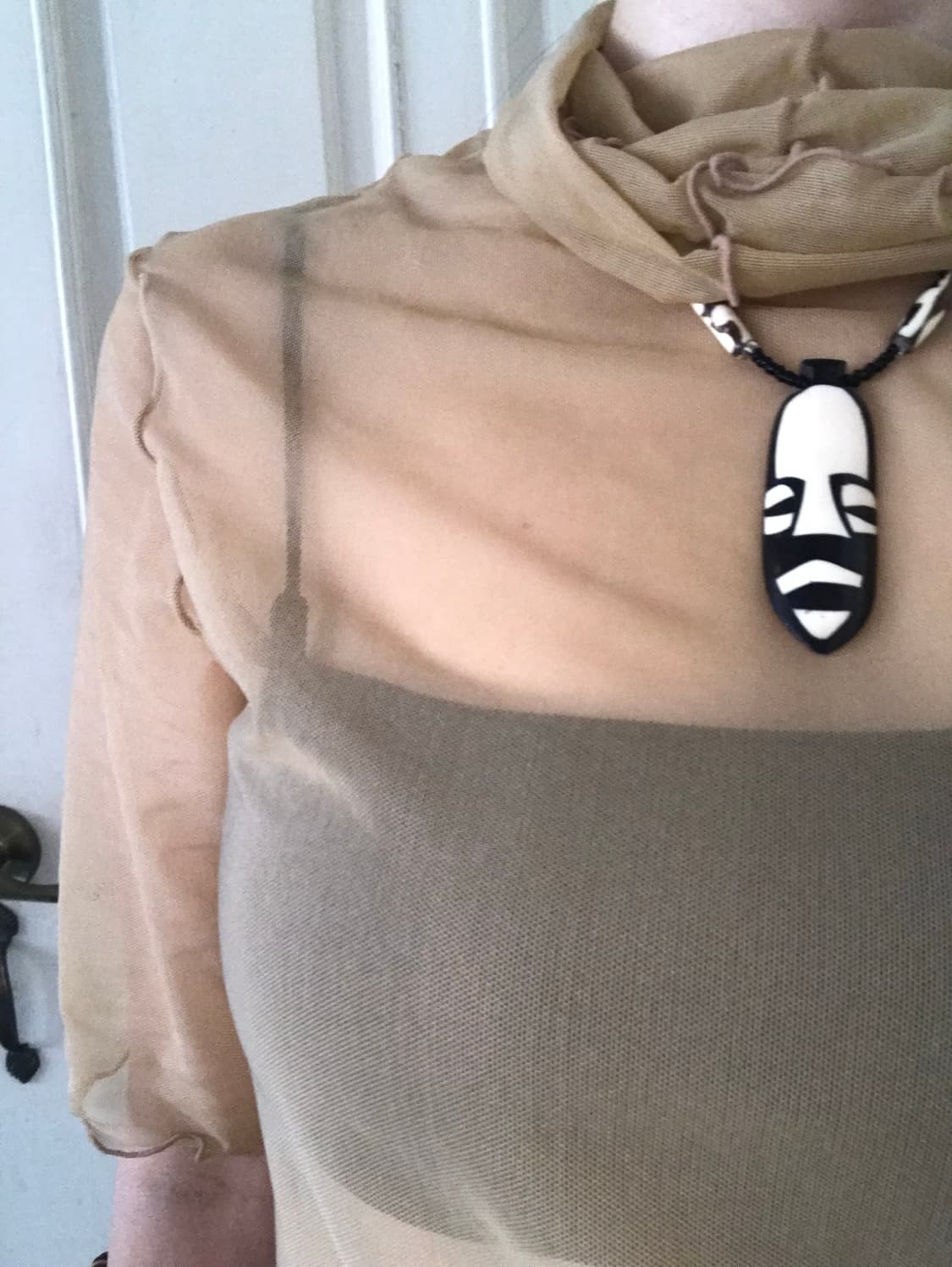 vintage see-through beige mash top 상품이미지4