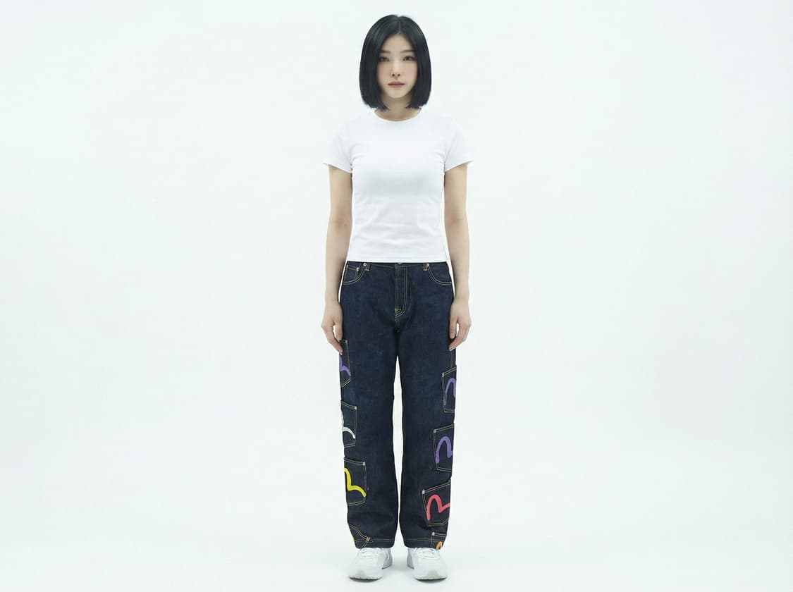 🧵 EVISU 멀티 포켓 페인팅 데님 팬츠 상품이미지3