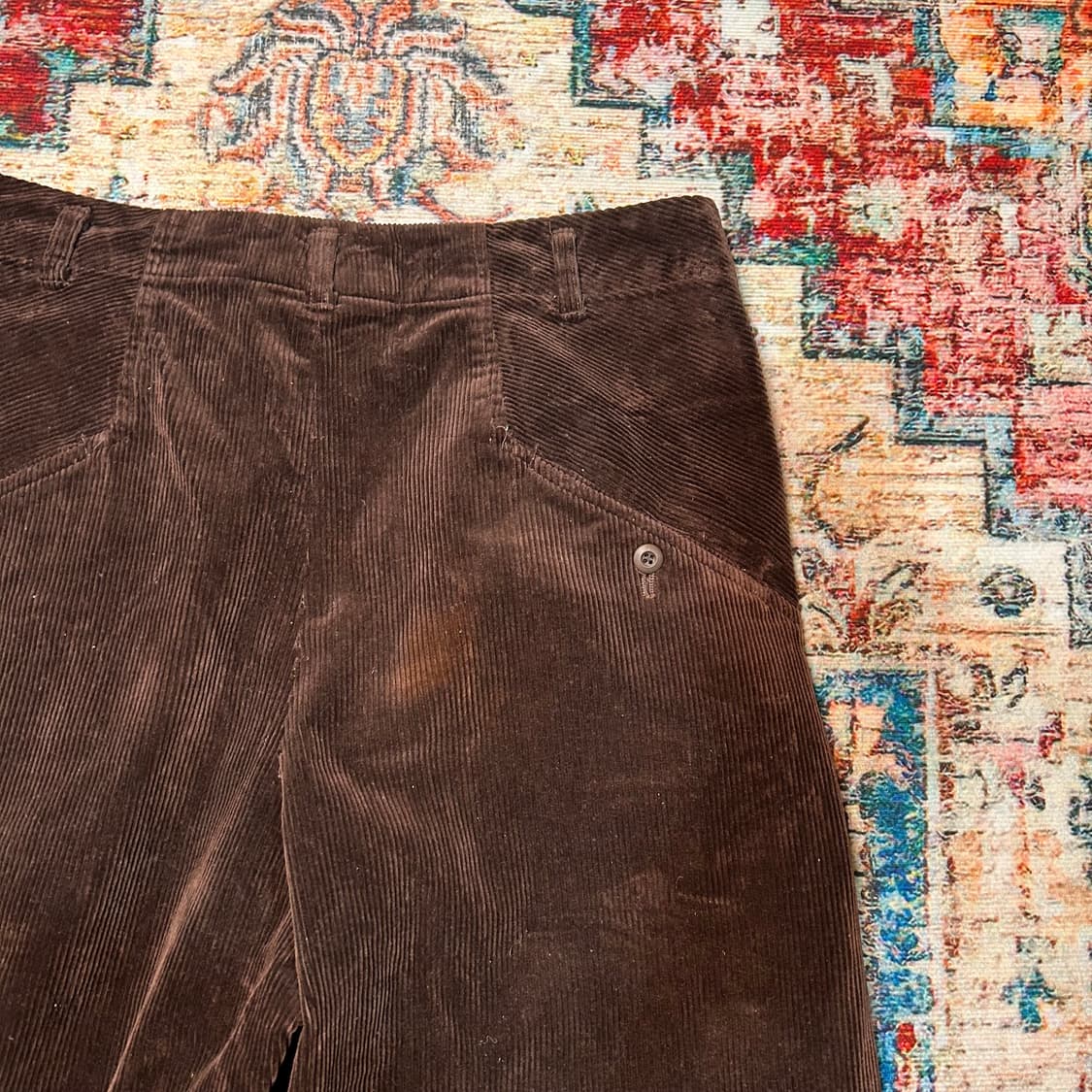 [33] 80s 이세이미야케 MEN 투턱 테이퍼드 브라운 코듀로이 팬츠 상품이미지5