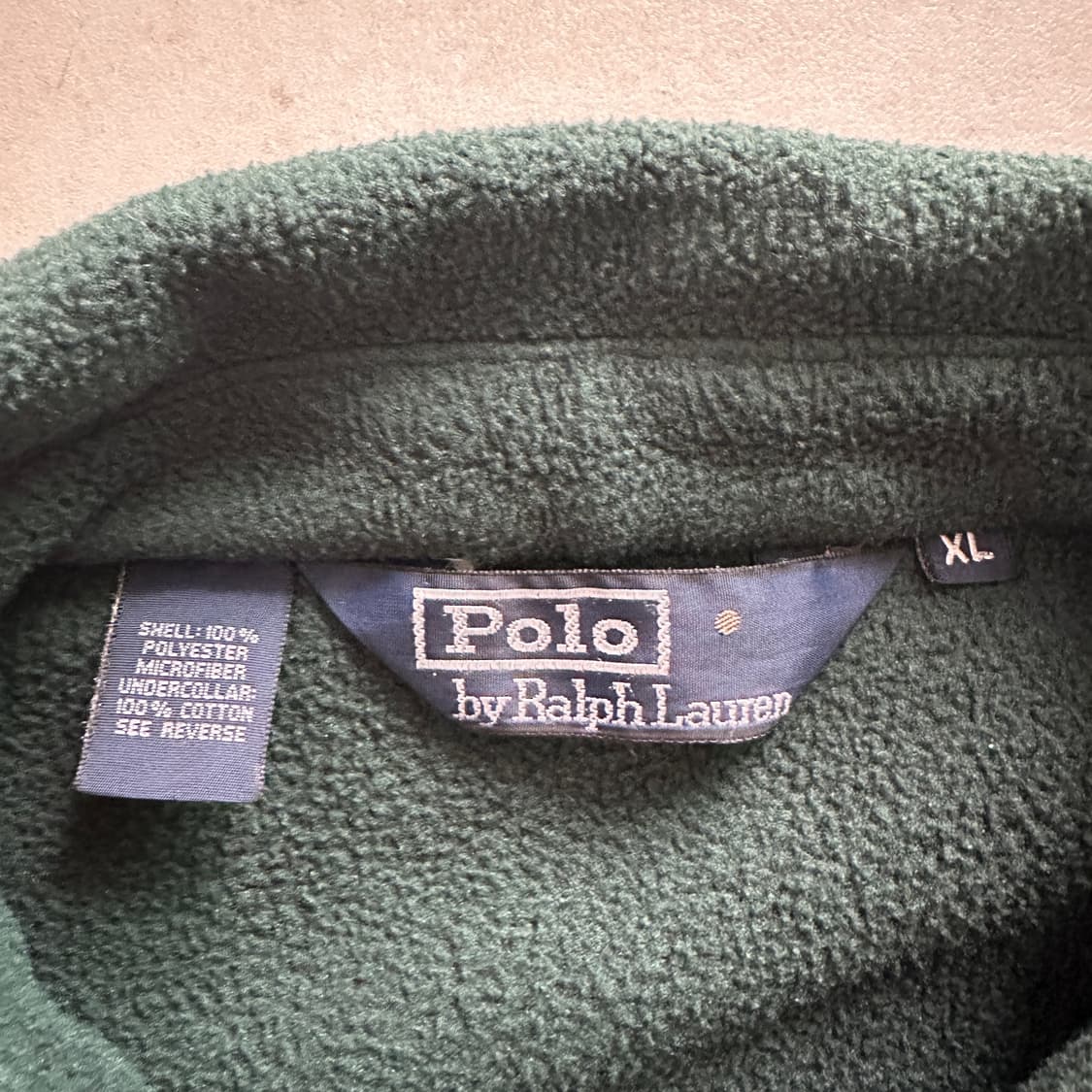 90s 폴로 랄프로렌 플리스 그린 블루종 헤링턴 집업 자켓 XL 상품이미지5