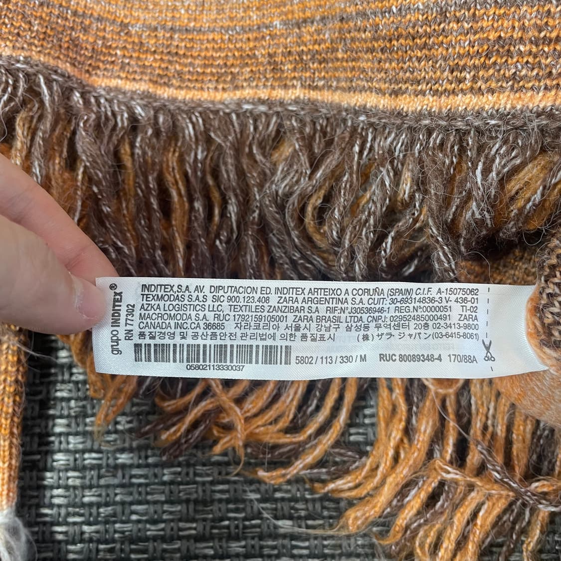 자라 오렌지 스트라이프 크롭 니트 상품이미지5