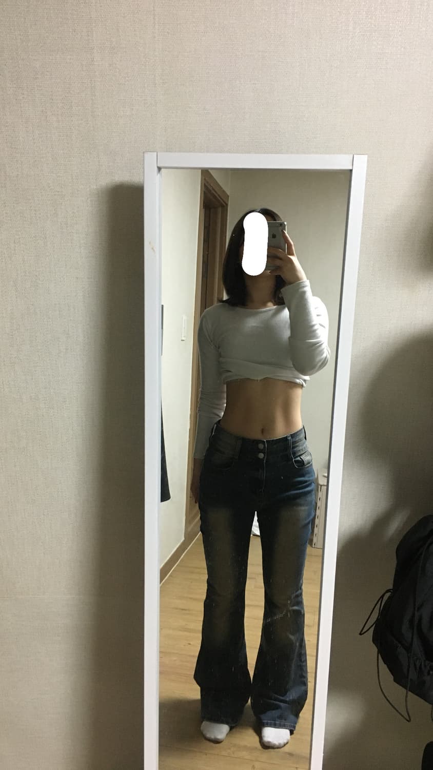 하이웨스트 부츠컷 워싱 롱데님(골반 패드) 상품이미지3