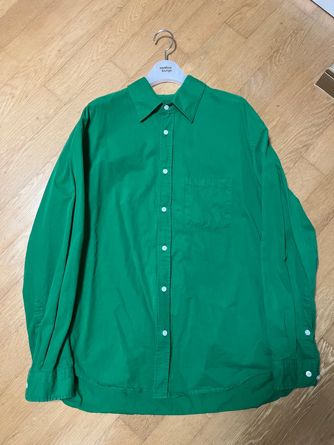 [1] 이얼즈어고 포이카 셔츠 클래식핏 삼록그린 상품이미지1