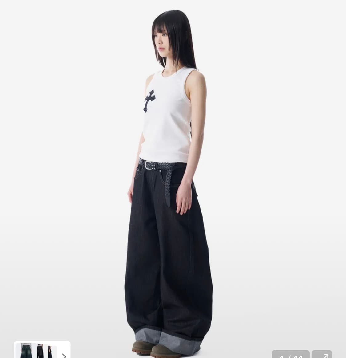 아캄 팬츠 Cinch Back Denim Pants 블랙 상품이미지2