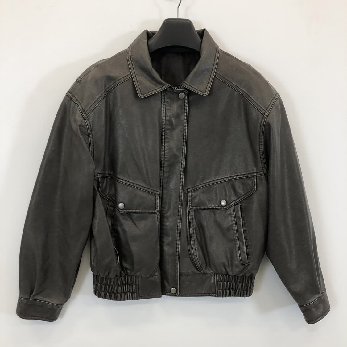 런던플랏 비건레더 라이더자켓 F 차콜 상품이미지1