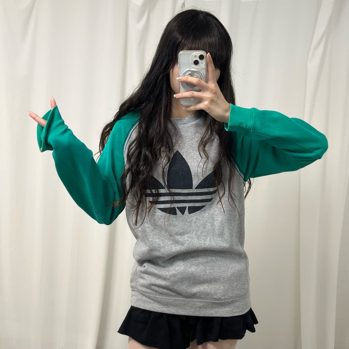 Adidas green raglan trefoil sweatshirt 상품이미지2