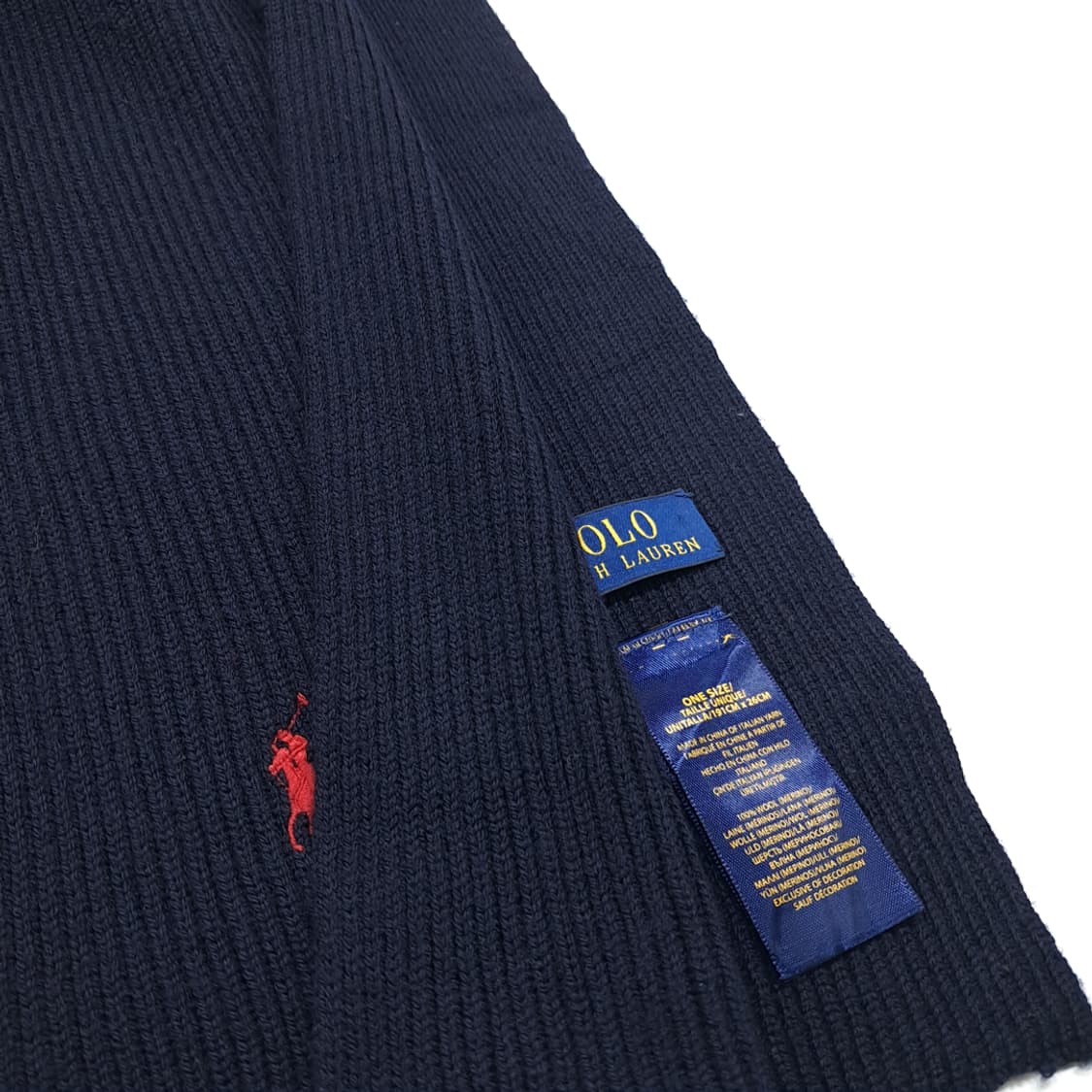 MX344 폴로 랄프로렌 다크네이비 메리노울 니트 목도리 머플러 상품이미지5