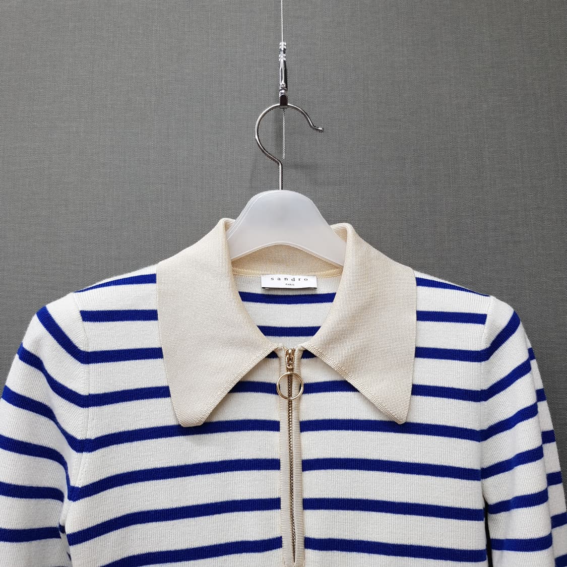 Sandro 산드로 스트라이프 집업 카라 니트 1사이즈 상품이미지3