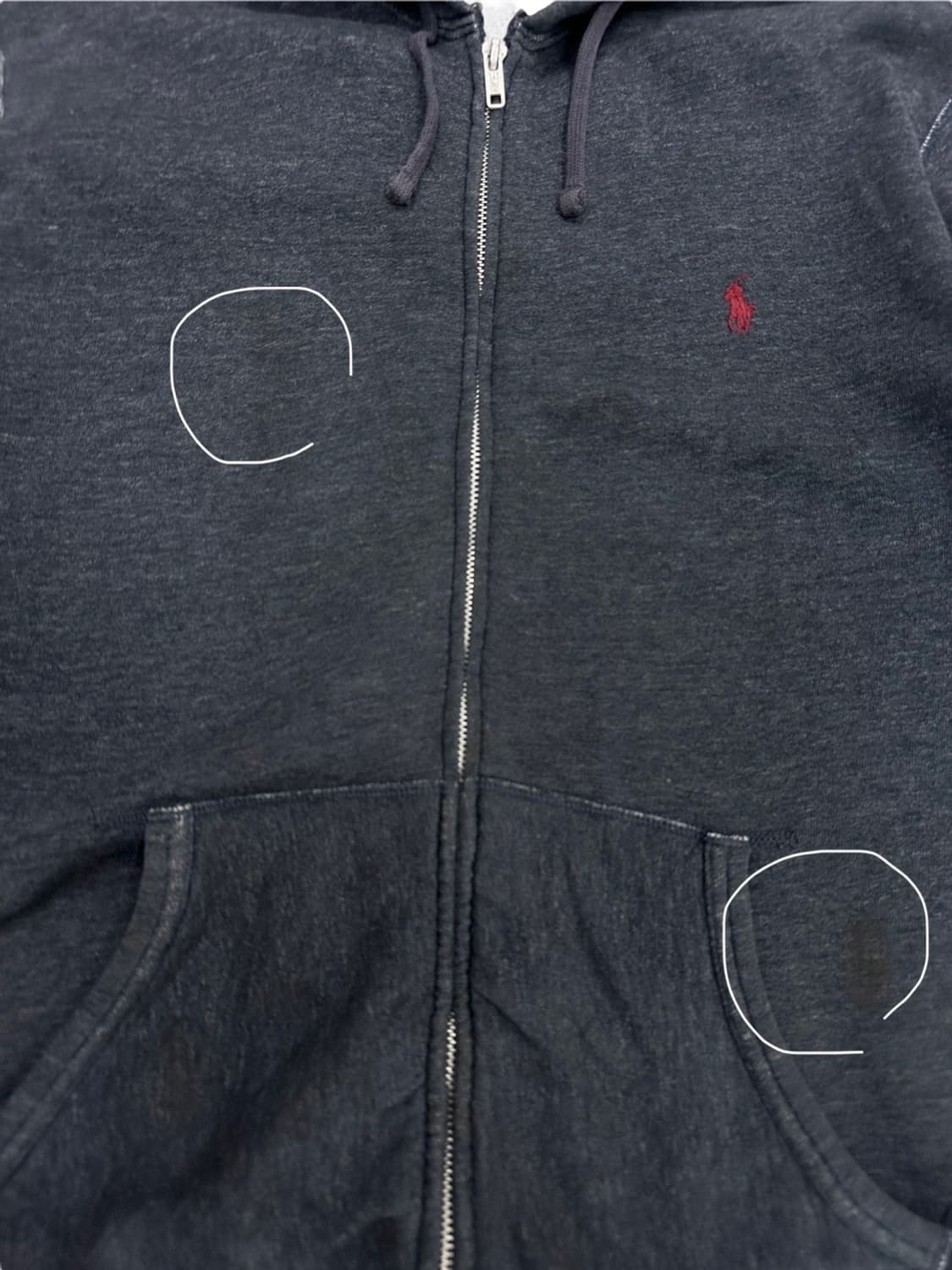 폴로 빈티지스타일 후드집업 차콜 (XL~2XL) 상품이미지6