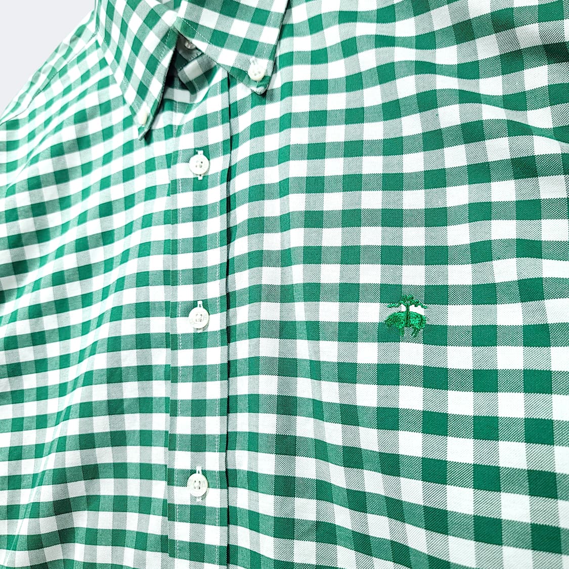 [L] 브룩스브라더스 그린 깅엄체크 코튼 긴팔셔츠 상품이미지4