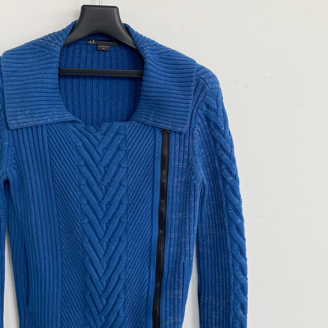 아르마니 익스체인지 블루 골지 코튼 라이더 자켓 Y2K 상품이미지2