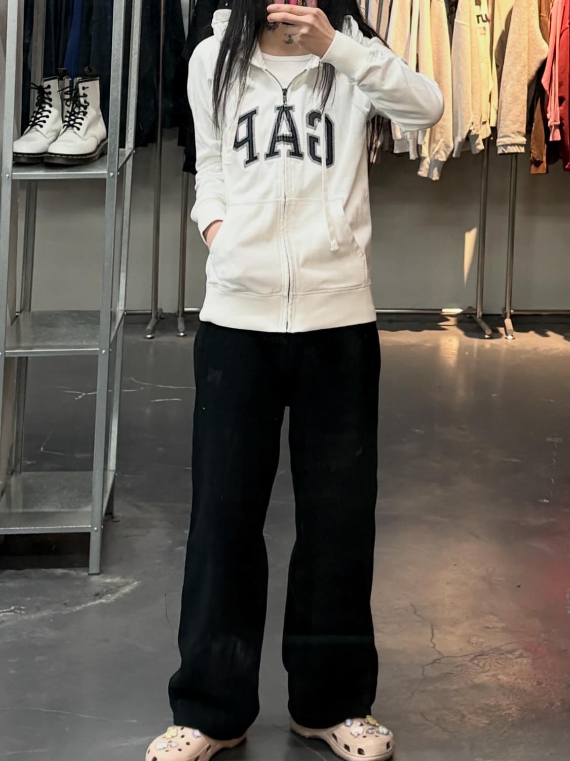 갭 화이트 스펠로고 후드집업 A3584 상품이미지1