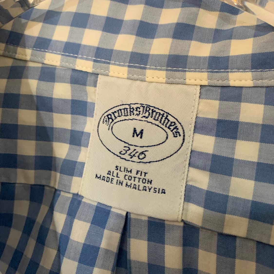M 브룩스브라더스 슬림핏 깅엄 체크 더블 포켓 반팔 셔츠 남방 상품이미지5