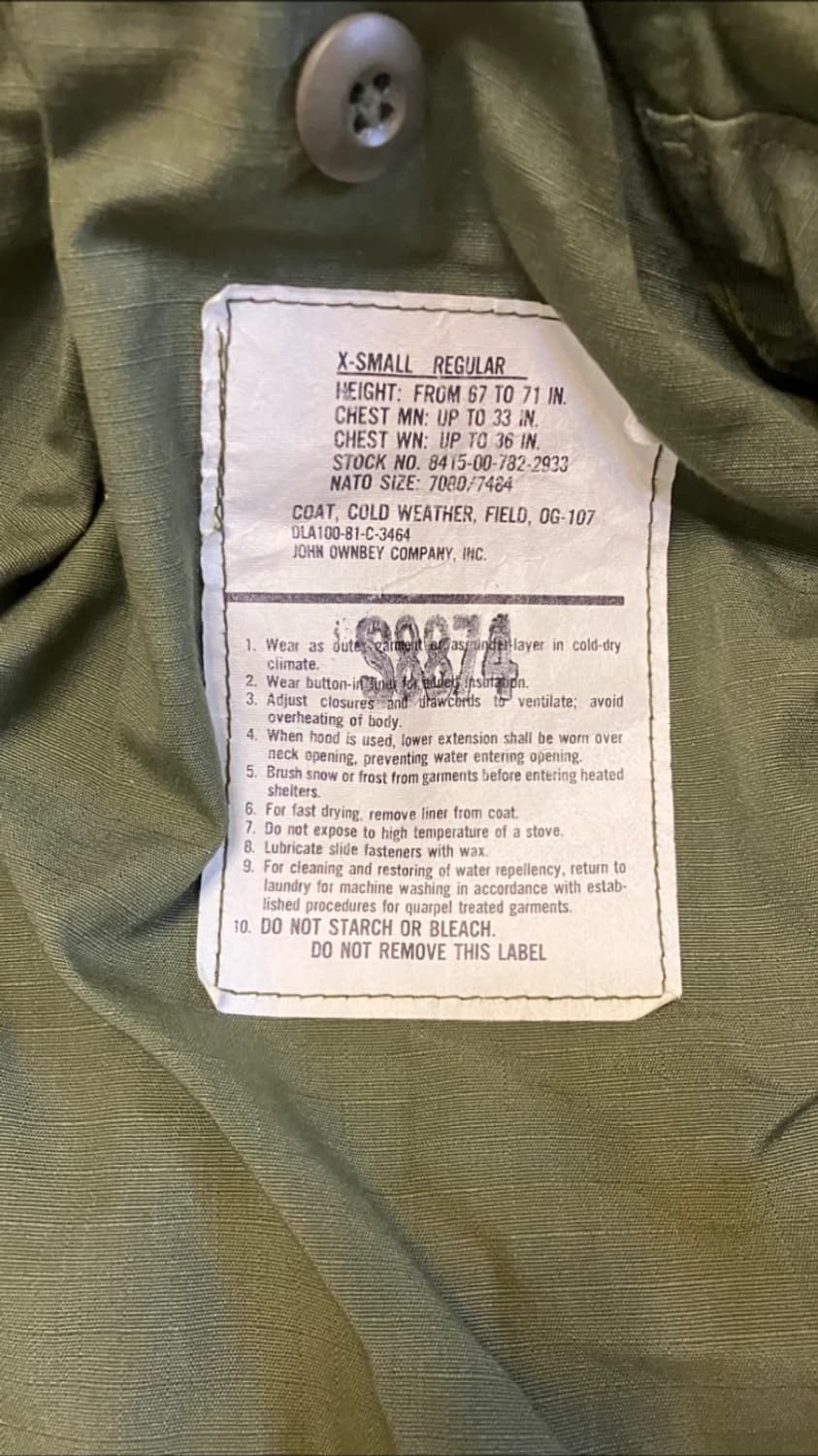 M65 필드자켓(x small regular) 상품이미지4