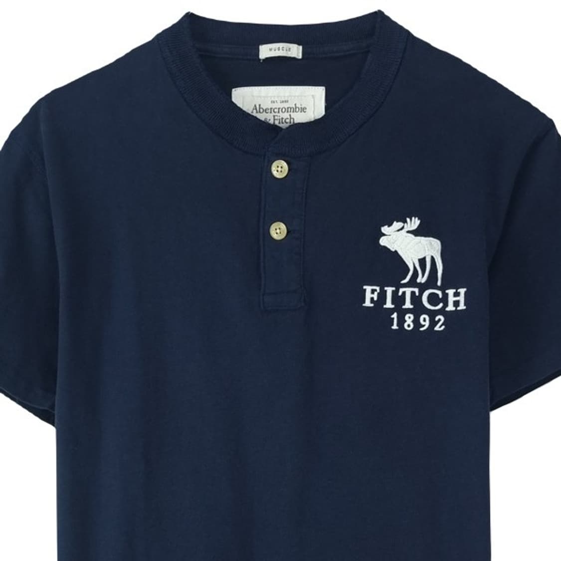 [아베크롬비] 로고 패치 슬림핏 헨리넥 반팔티 네이비 M20194 상품이미지4