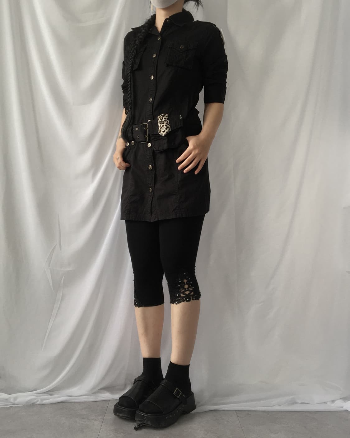Belted shirt onepiece 상품이미지7