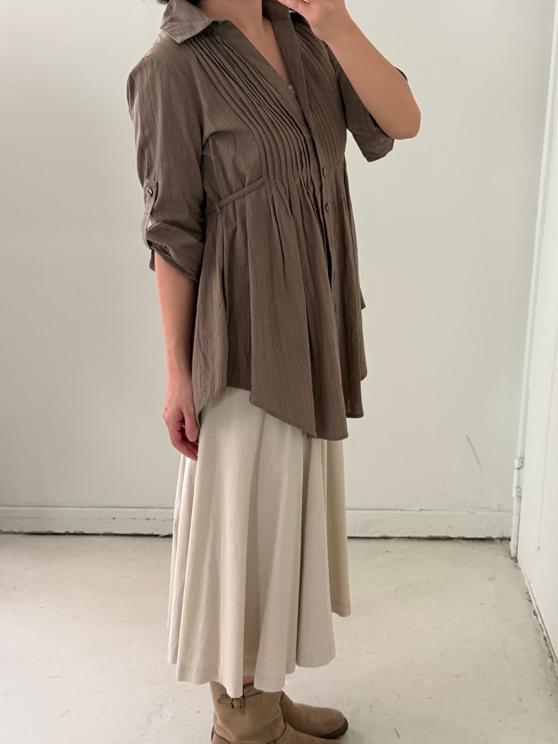 일본빈티지 모카브라운 플레어 셔츠 상품이미지3