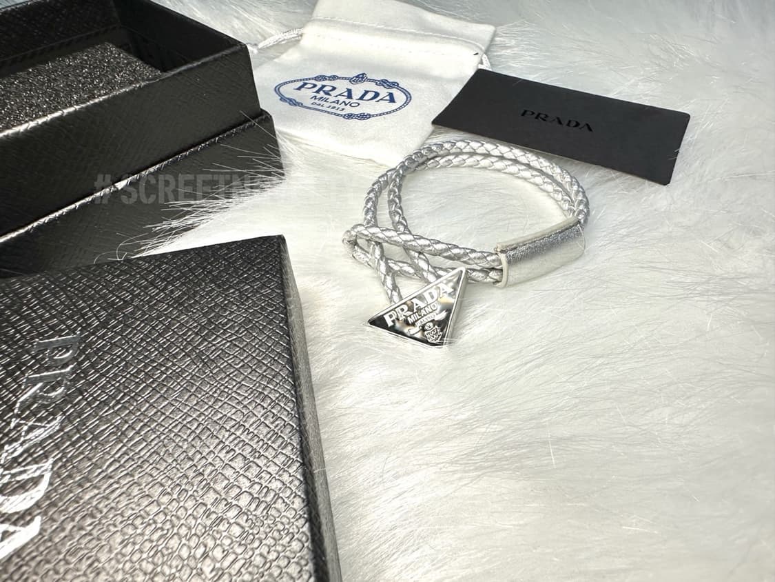 프라다 가죽 팔찌 실버 풀박스 상품이미지3