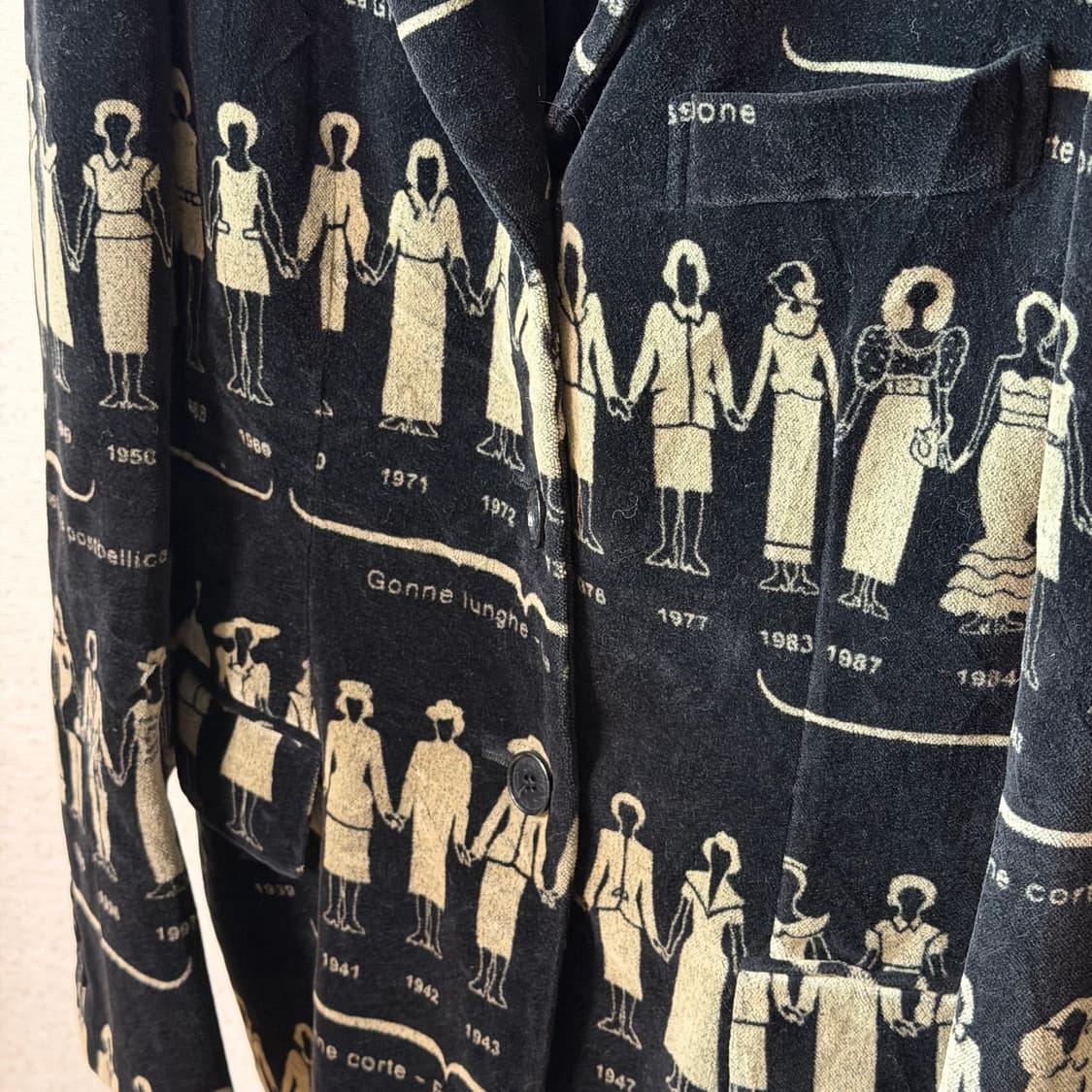 90s 모스키노 ‘Fashion Over the Years‘ 벨벳 자켓 상품이미지2